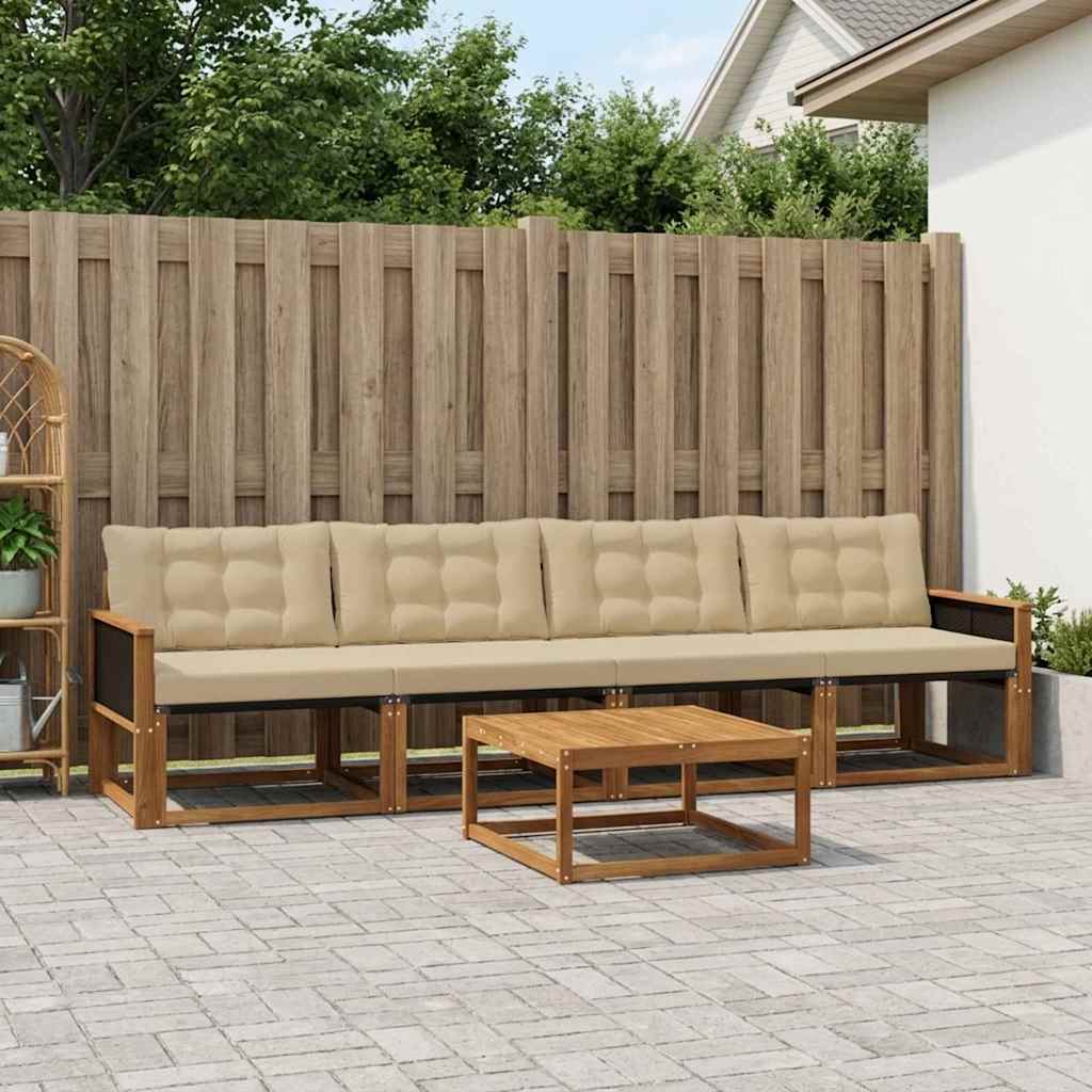 Outdoor-Sofagarnitur mit Kissen 5 pcs Natur und Beige
