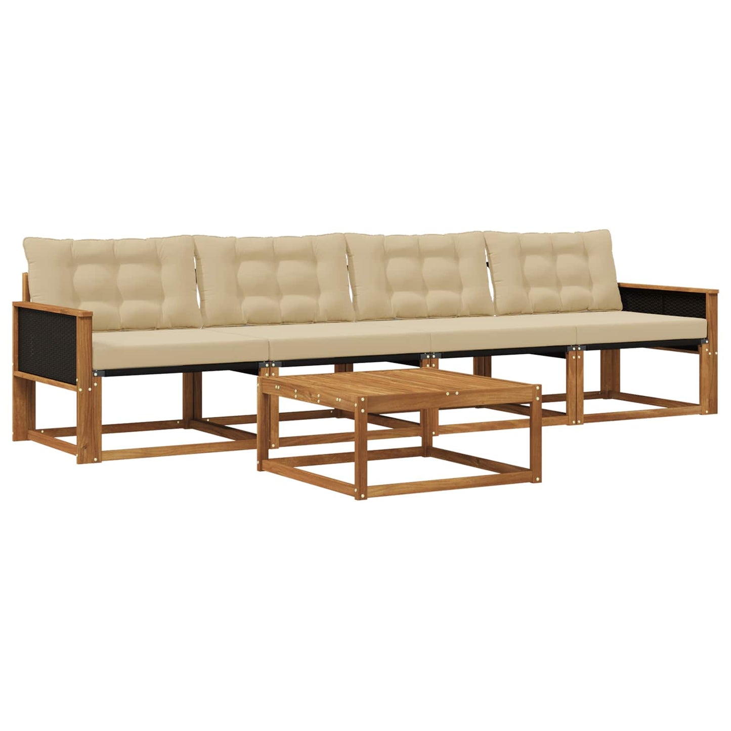Outdoor-Sofagarnitur mit Kissen 5 pcs Natur und Beige