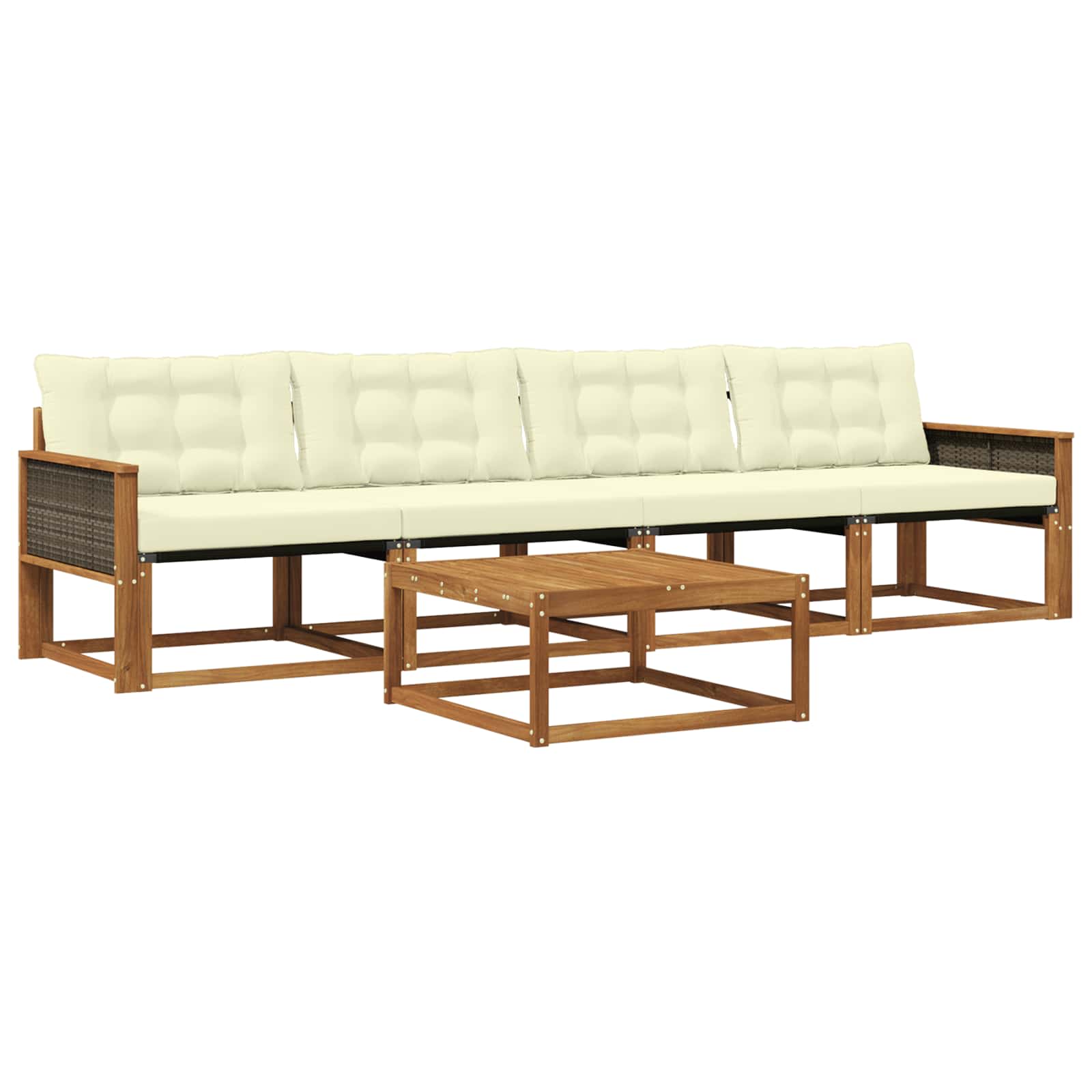 Outdoor-Sofagarnitur mit Kissen 5 pcs Natur und Creme