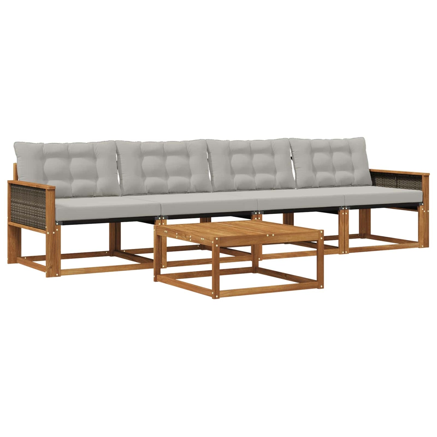 Outdoor-Sofagarnitur mit Kissen 5 pcs Natürlich und Hellgrau