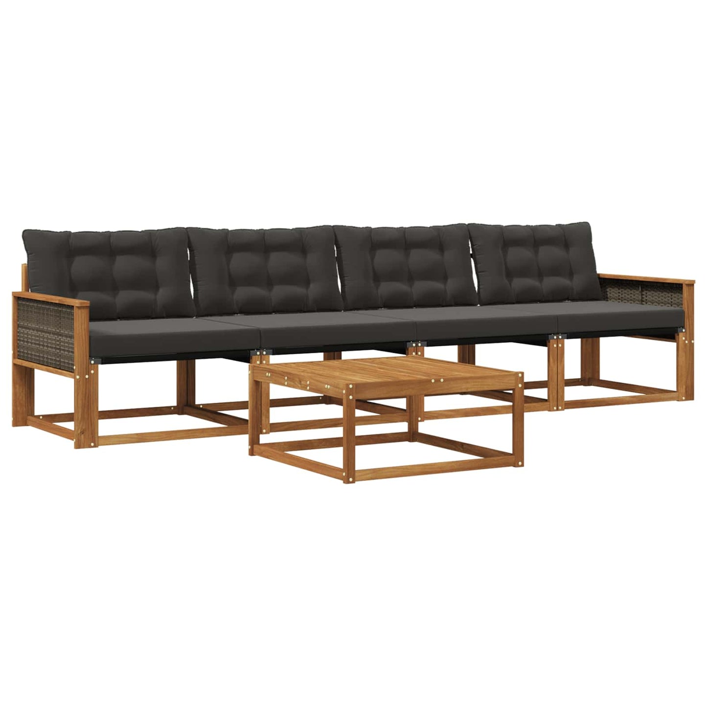 Outdoor-Sofagarnitur mit Kissen 5 pcs Natürlich und Schwarz