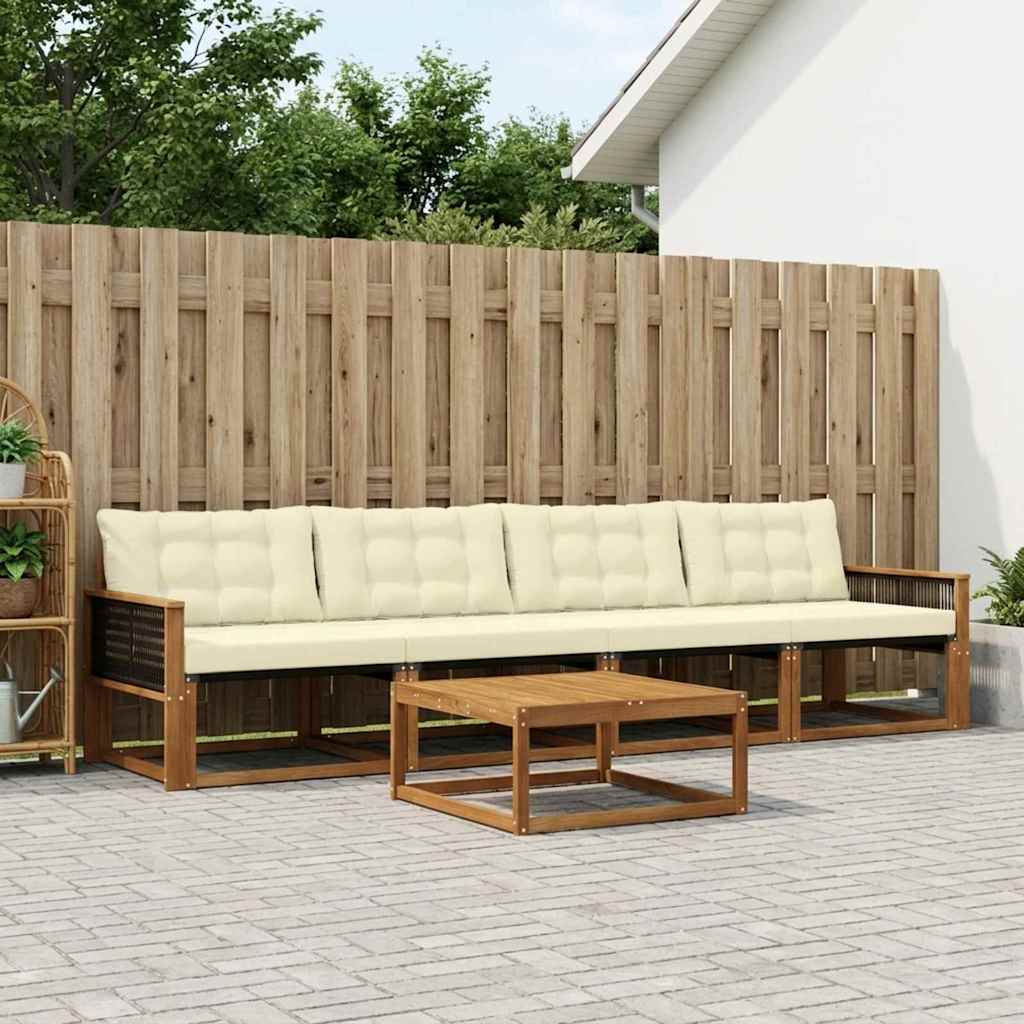 Outdoor-Sofagarnitur mit Kissen 5 pcs Natur und Creme