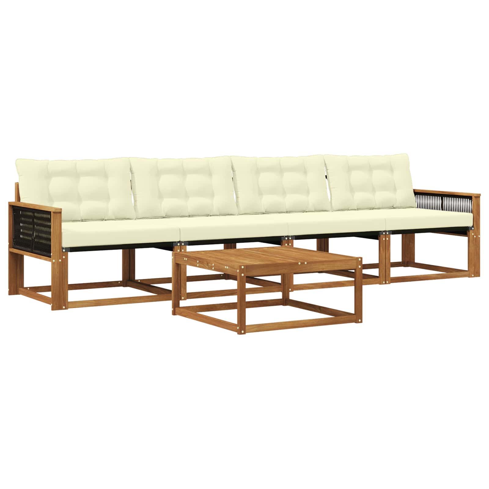 Outdoor-Sofagarnitur mit Kissen 5 pcs Natur und Creme