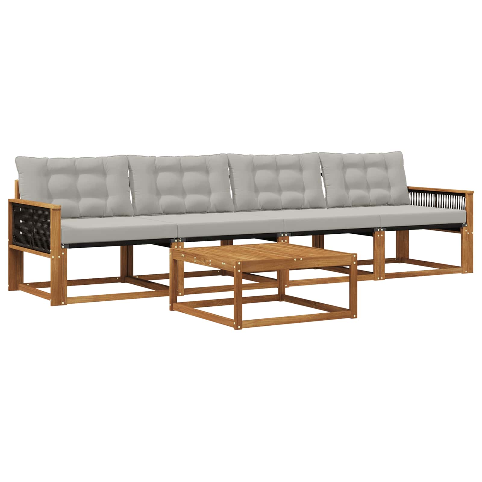 Outdoor-Sofagarnitur mit Kissen 5 pcs Natürlich und Hellgrau