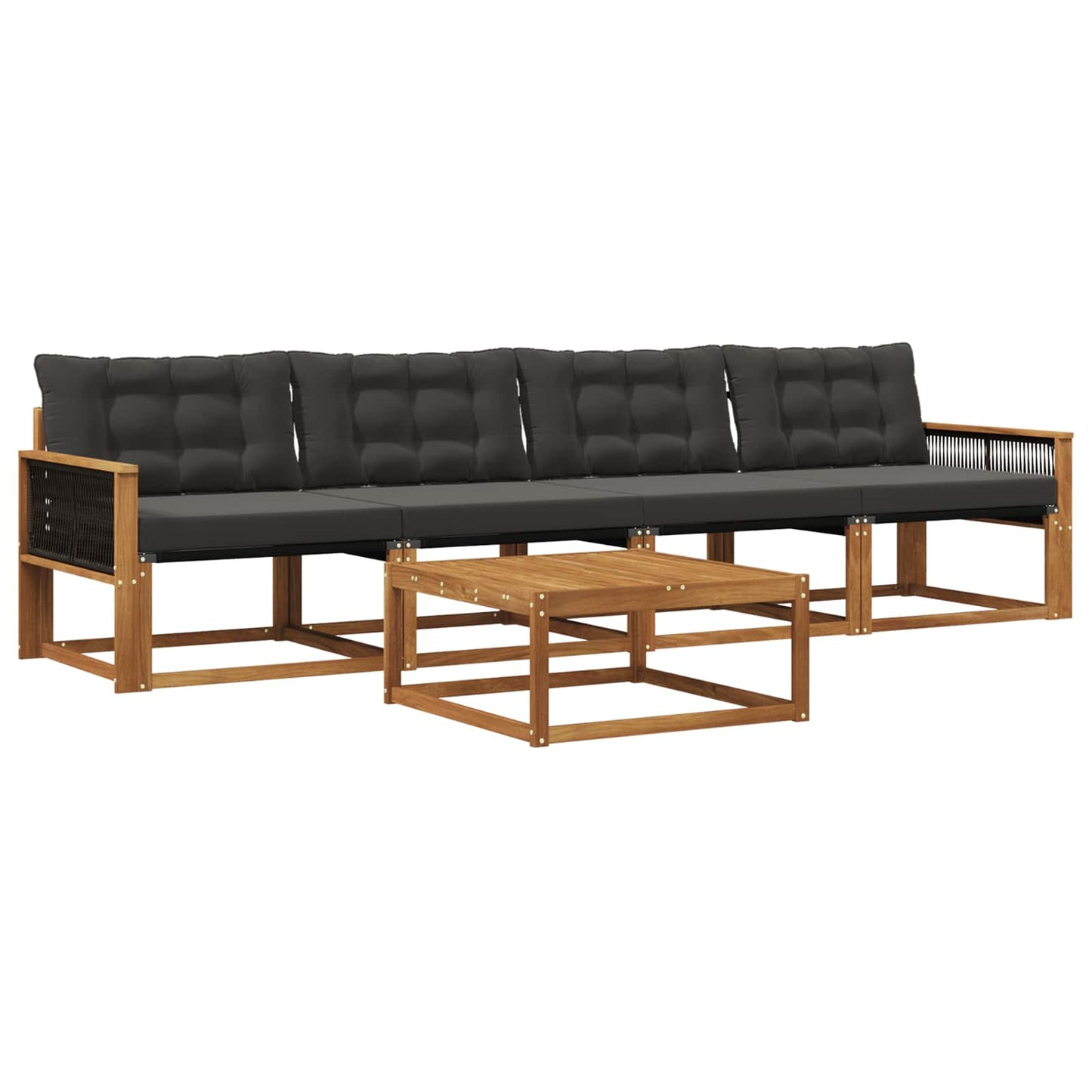 Outdoor-Sofagarnitur mit Kissen 5 pcs Natürlich und Schwarz