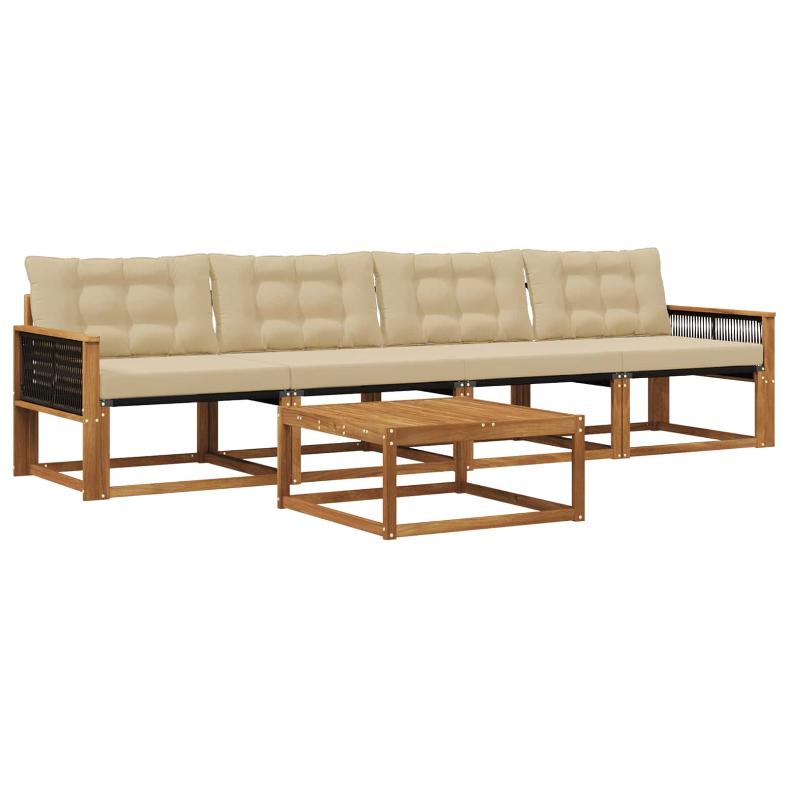 Outdoor-Sofagarnitur mit Kissen 5 pcs Natur und Beige