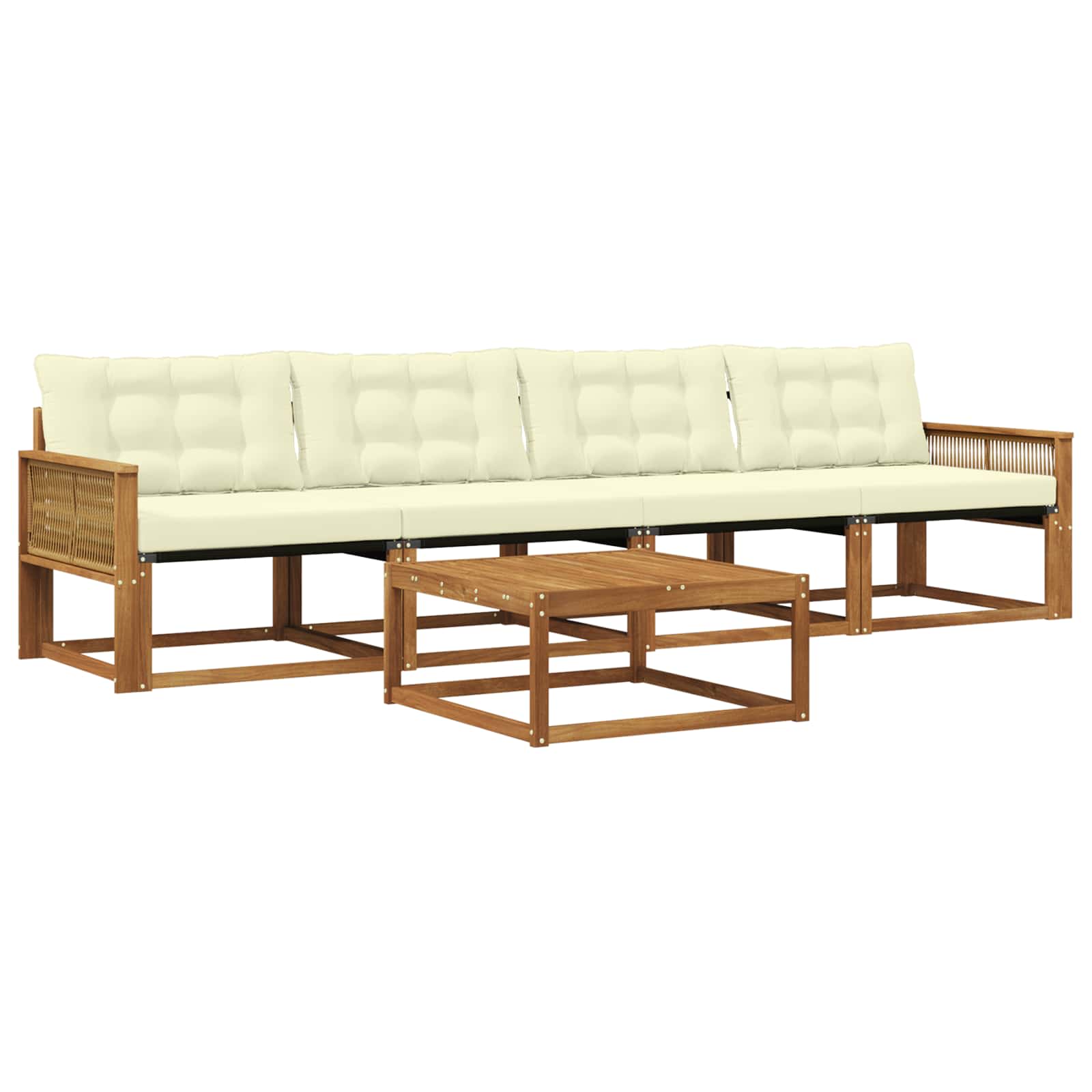 Outdoor-Sofagarnitur mit Kissen 5 pcs Natur und Creme