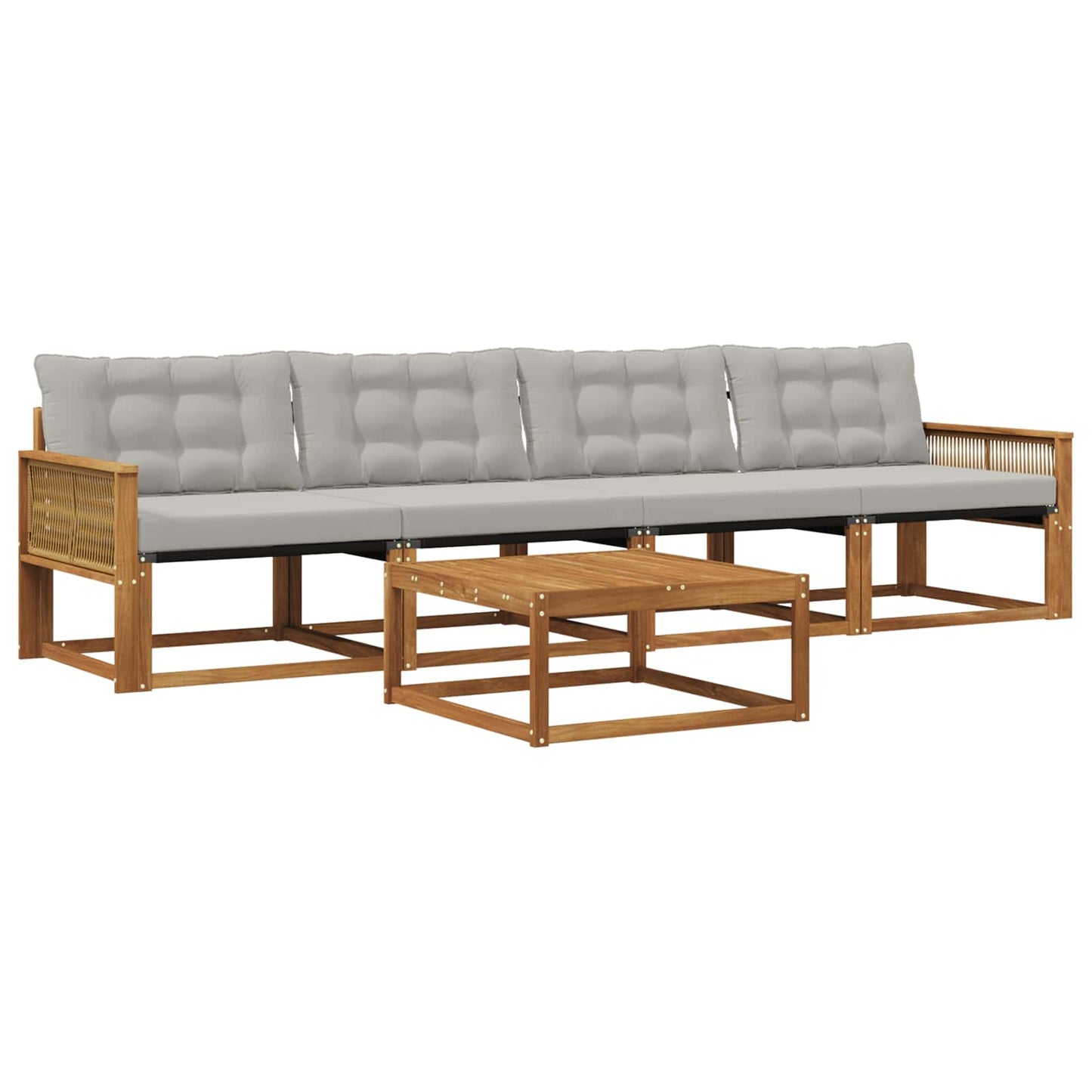 Outdoor-Sofagarnitur mit Kissen 5 pcs Natürlich und Hellgrau