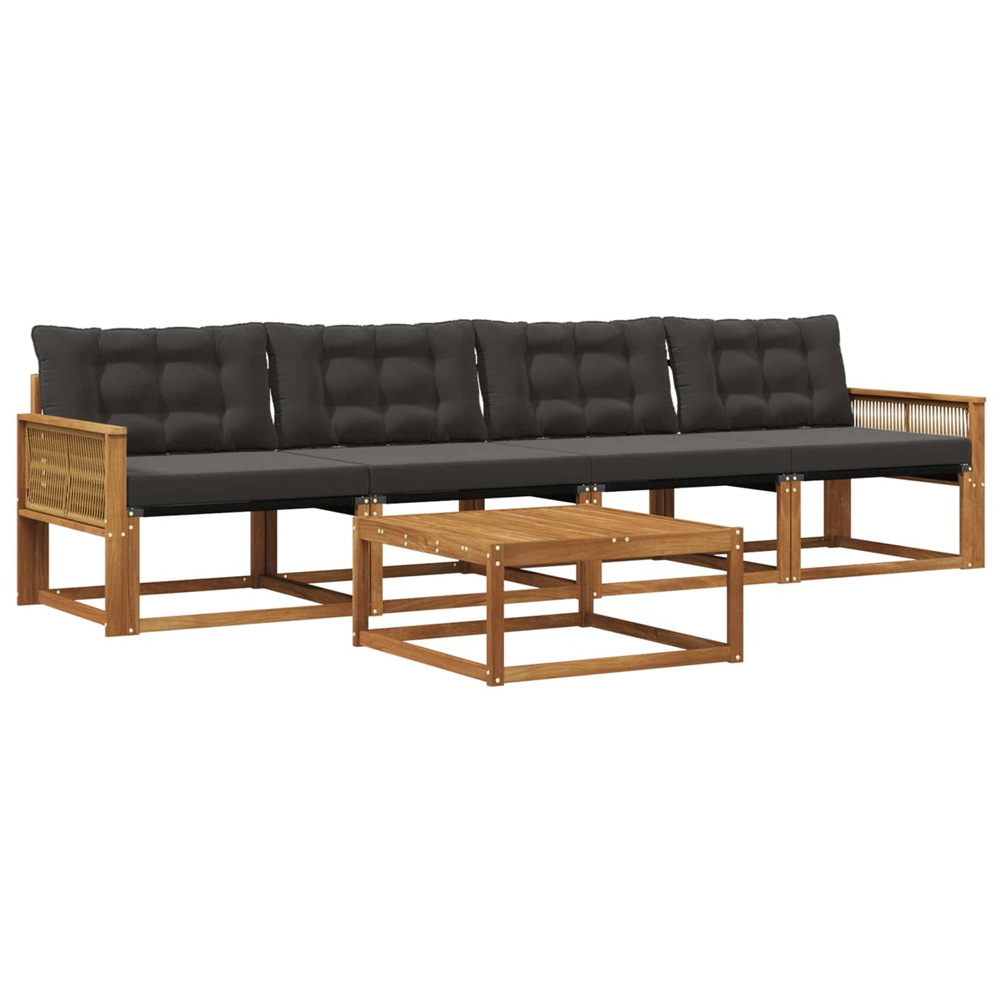 Outdoor-Sofagarnitur mit Kissen 5 pcs Natürlich und Schwarz