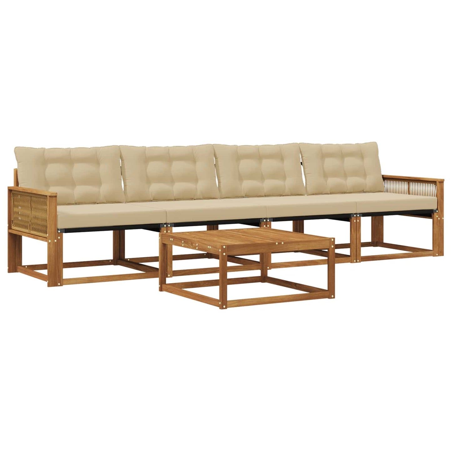 Outdoor-Sofagarnitur mit Kissen 5 pcs Natur und Beige