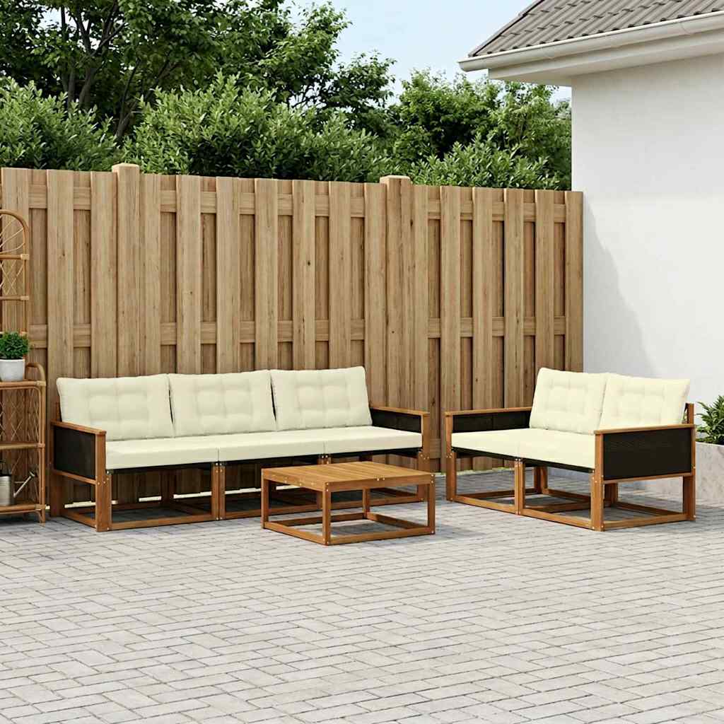 Outdoor-Sofagarnitur mit Kissen 6 pcs Natur und Creme