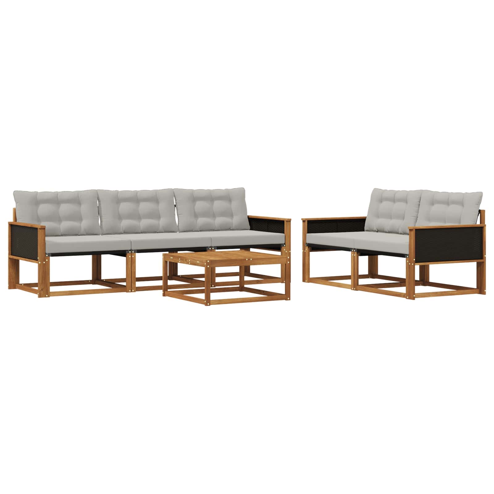 Outdoor-Sofagarnitur mit Kissen 6 pcs Natürlich und Hellgrau