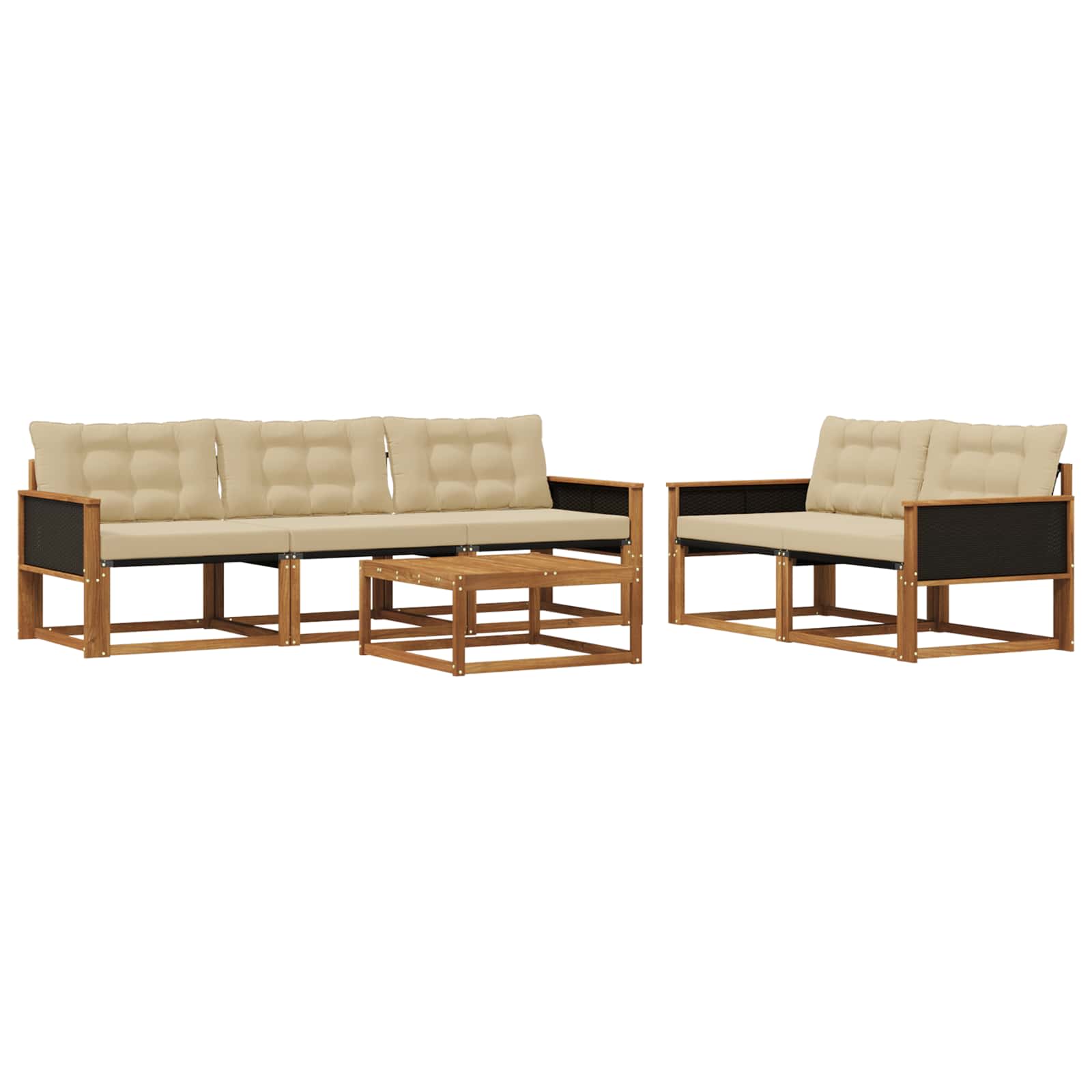 Outdoor-Sofagarnitur mit Kissen 6 pcs Natur und Beige
