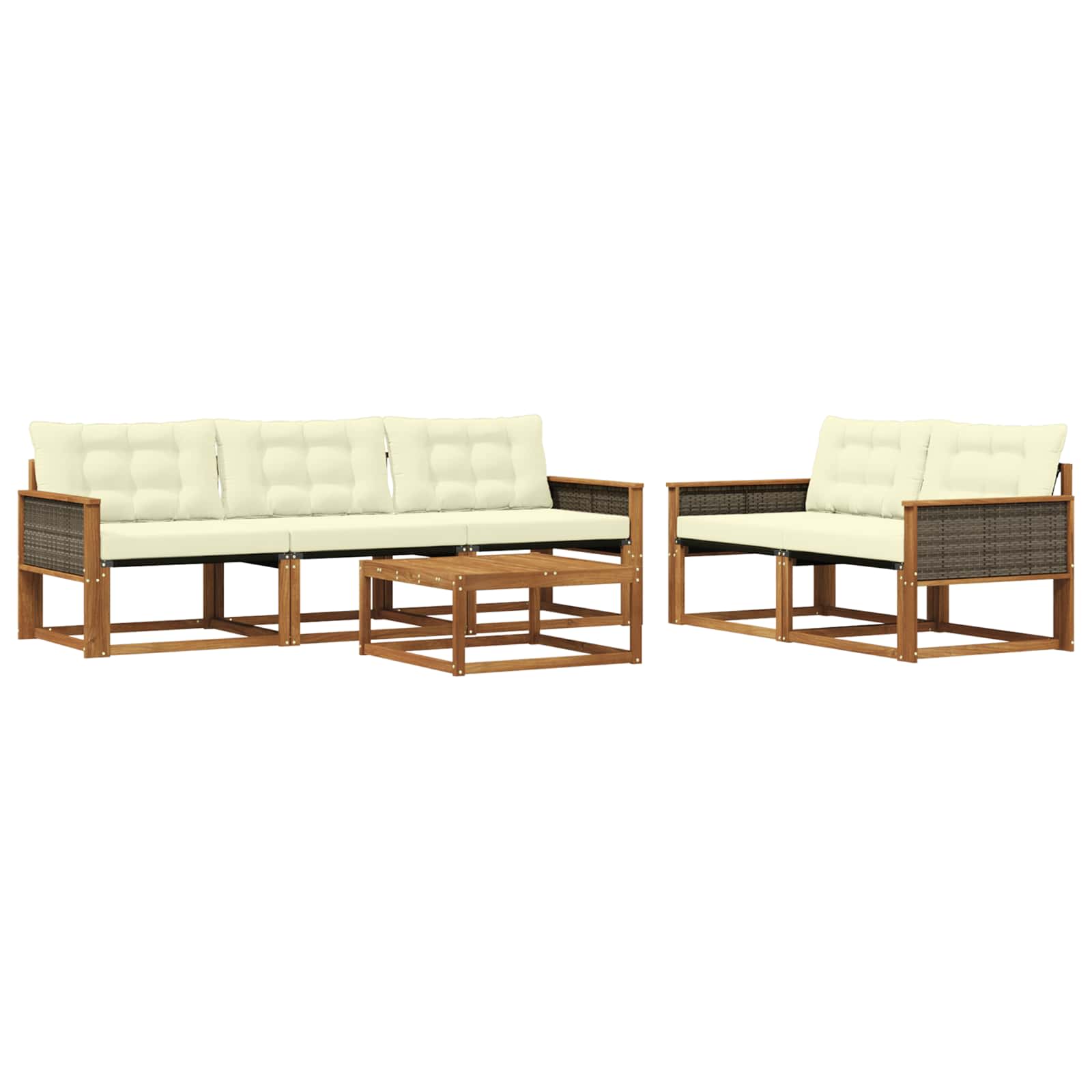 Outdoor-Sofagarnitur mit Kissen 6 pcs Natur und Creme