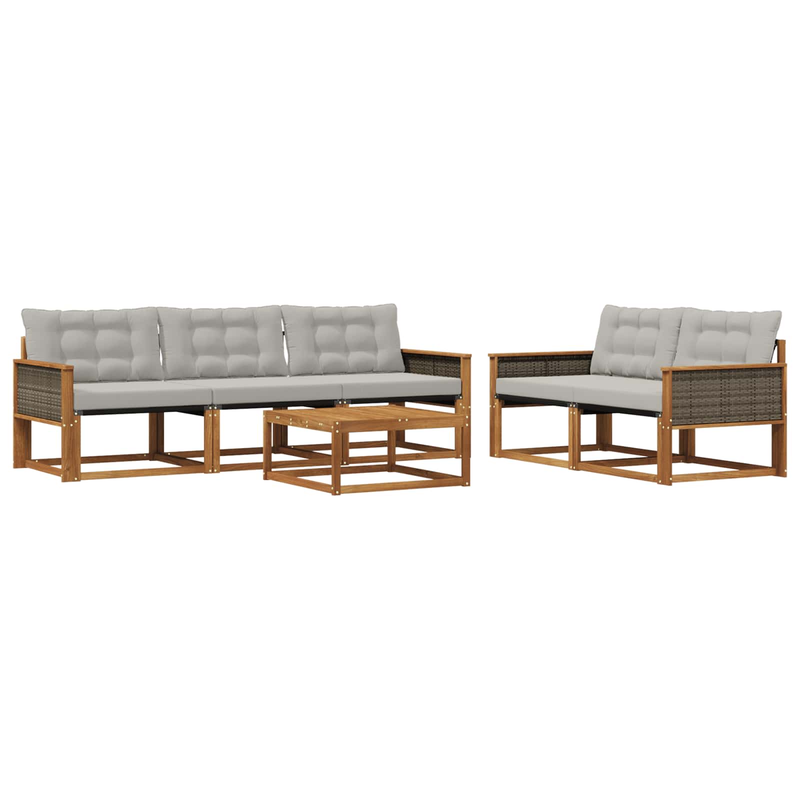 Outdoor-Sofagarnitur mit Kissen 6 pcs Natürlich und Hellgrau