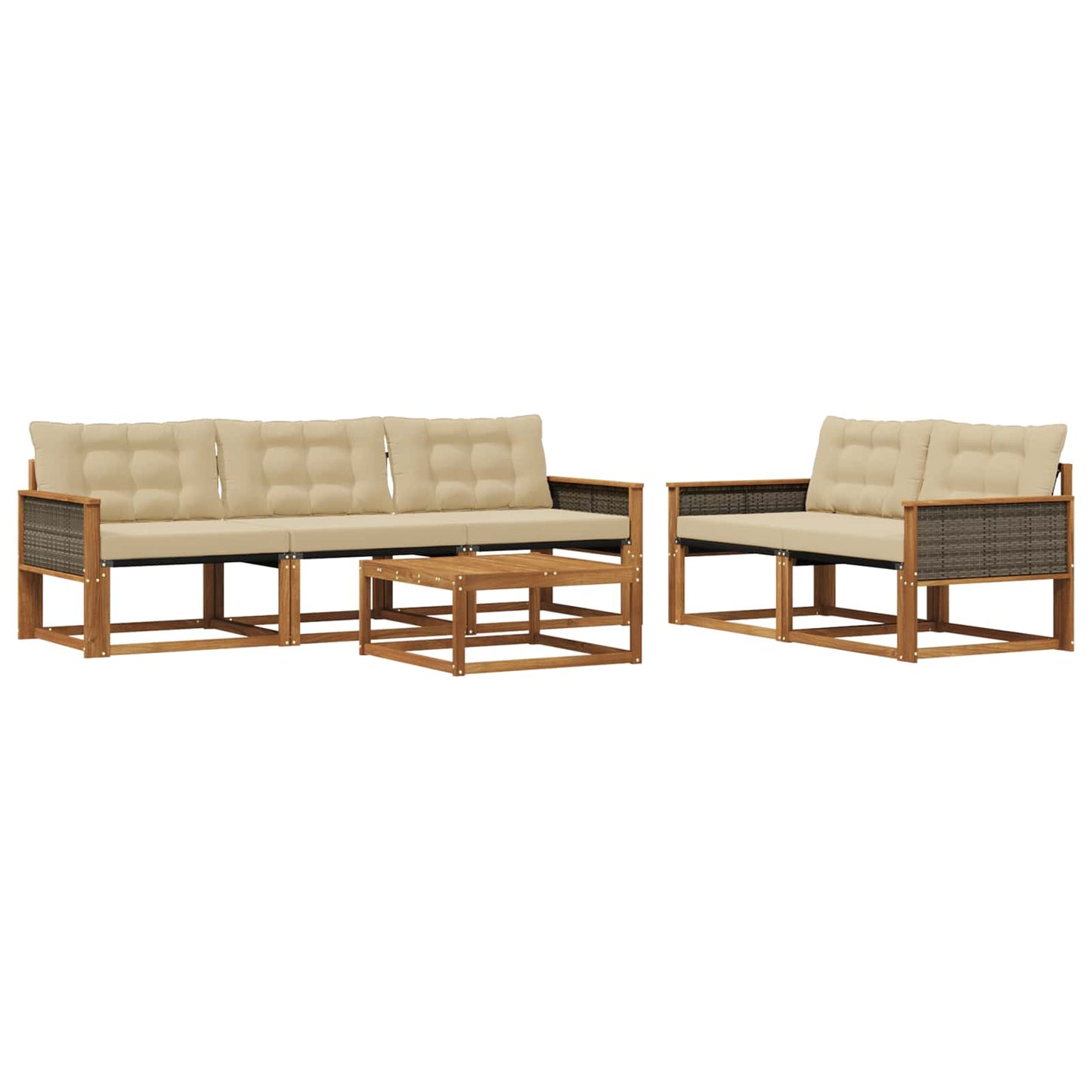 Outdoor-Sofagarnitur mit Kissen 6 pcs Natur und Beige
