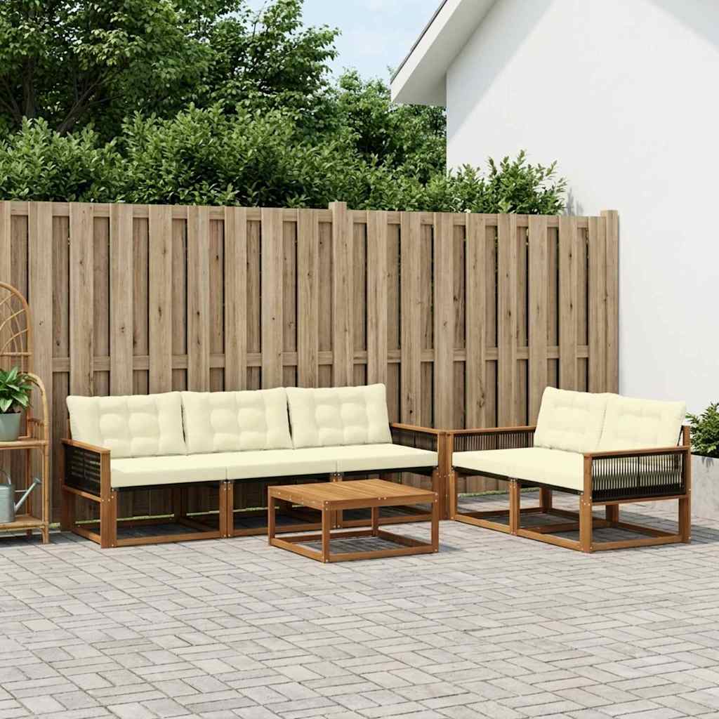 Outdoor-Sofagarnitur mit Kissen 6 pcs Natur und Creme