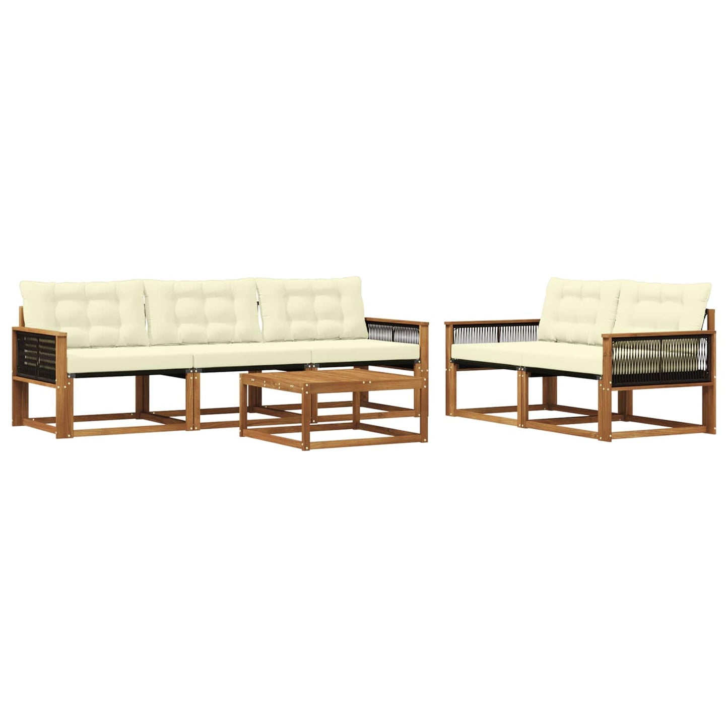 Outdoor-Sofagarnitur mit Kissen 6 pcs Natur und Creme
