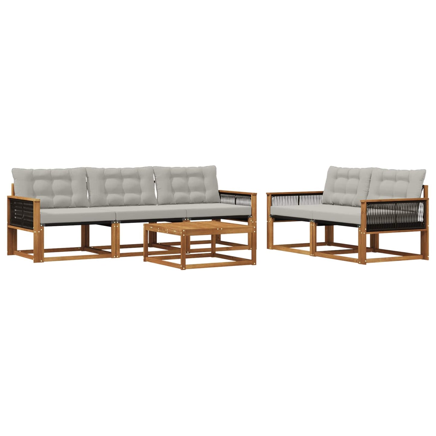 Outdoor-Sofagarnitur mit Kissen 6 pcs Natürlich und Hellgrau