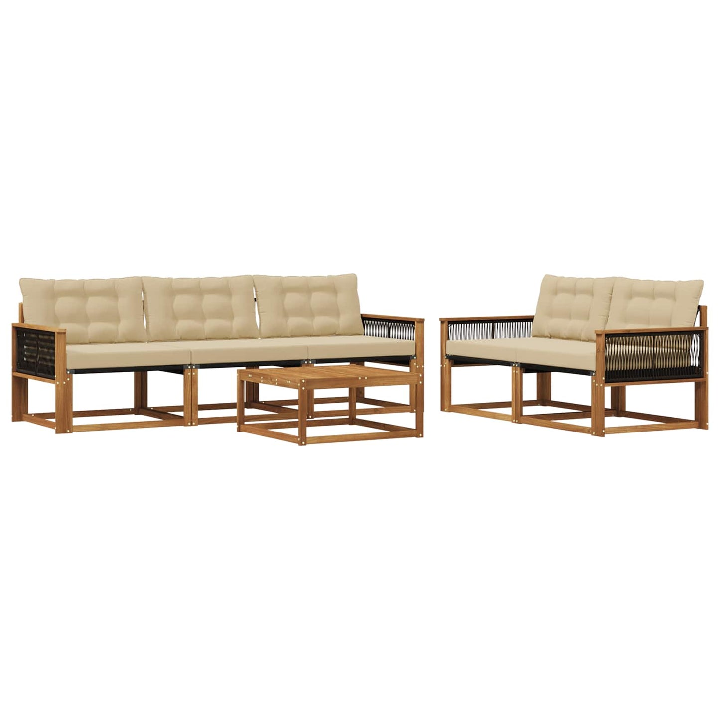 Outdoor-Sofagarnitur mit Kissen 6 pcs Natur und Beige