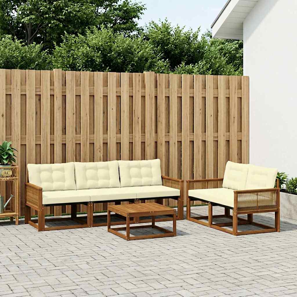 Outdoor-Sofagarnitur mit Kissen 6 pcs Natur und Creme