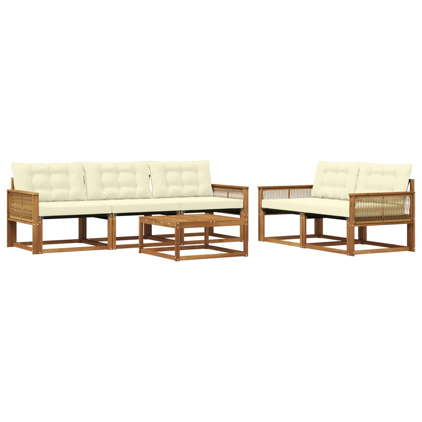 Outdoor-Sofagarnitur mit Kissen 6 pcs Natur und Creme