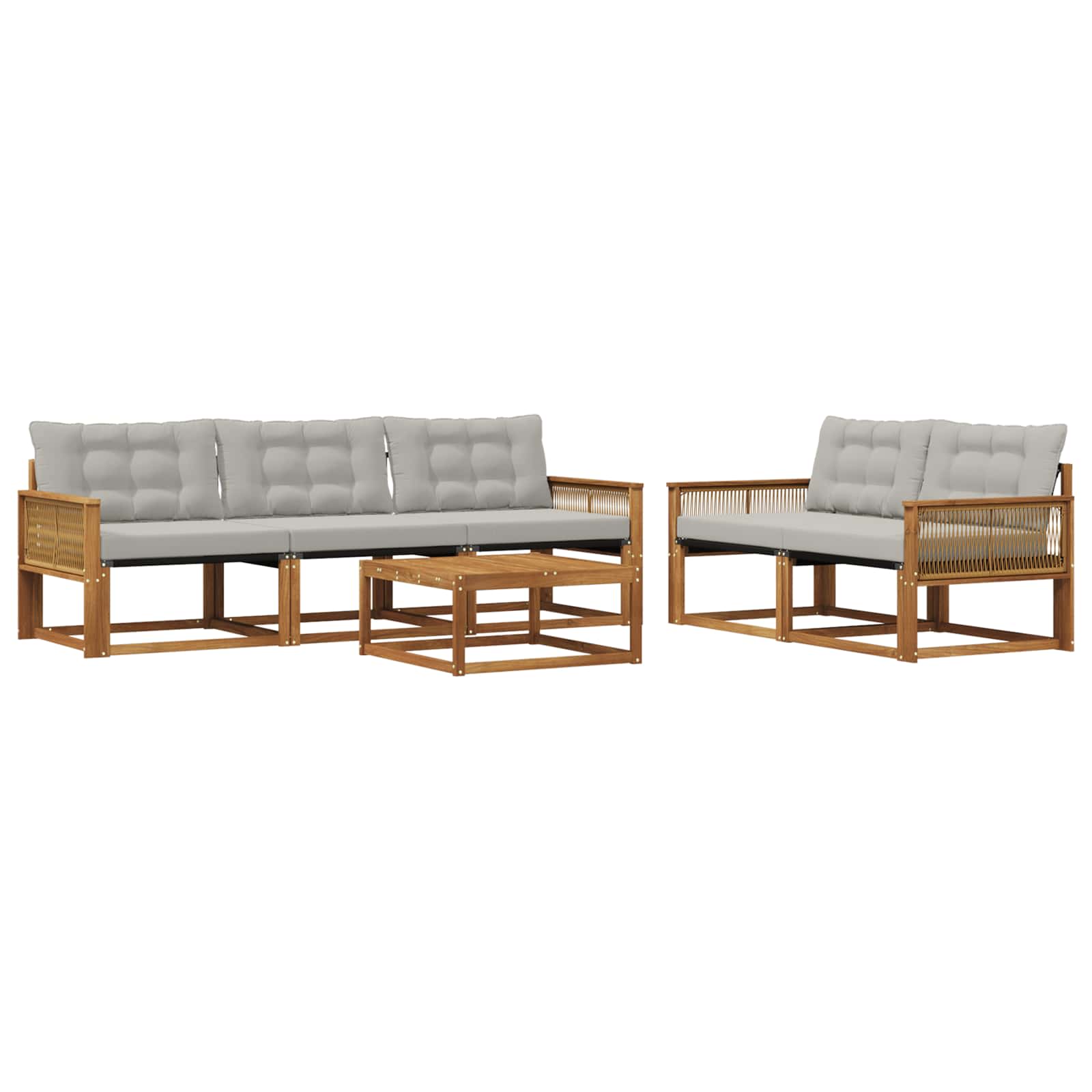 Outdoor-Sofagarnitur mit Kissen 6 pcs Natürlich und Hellgrau