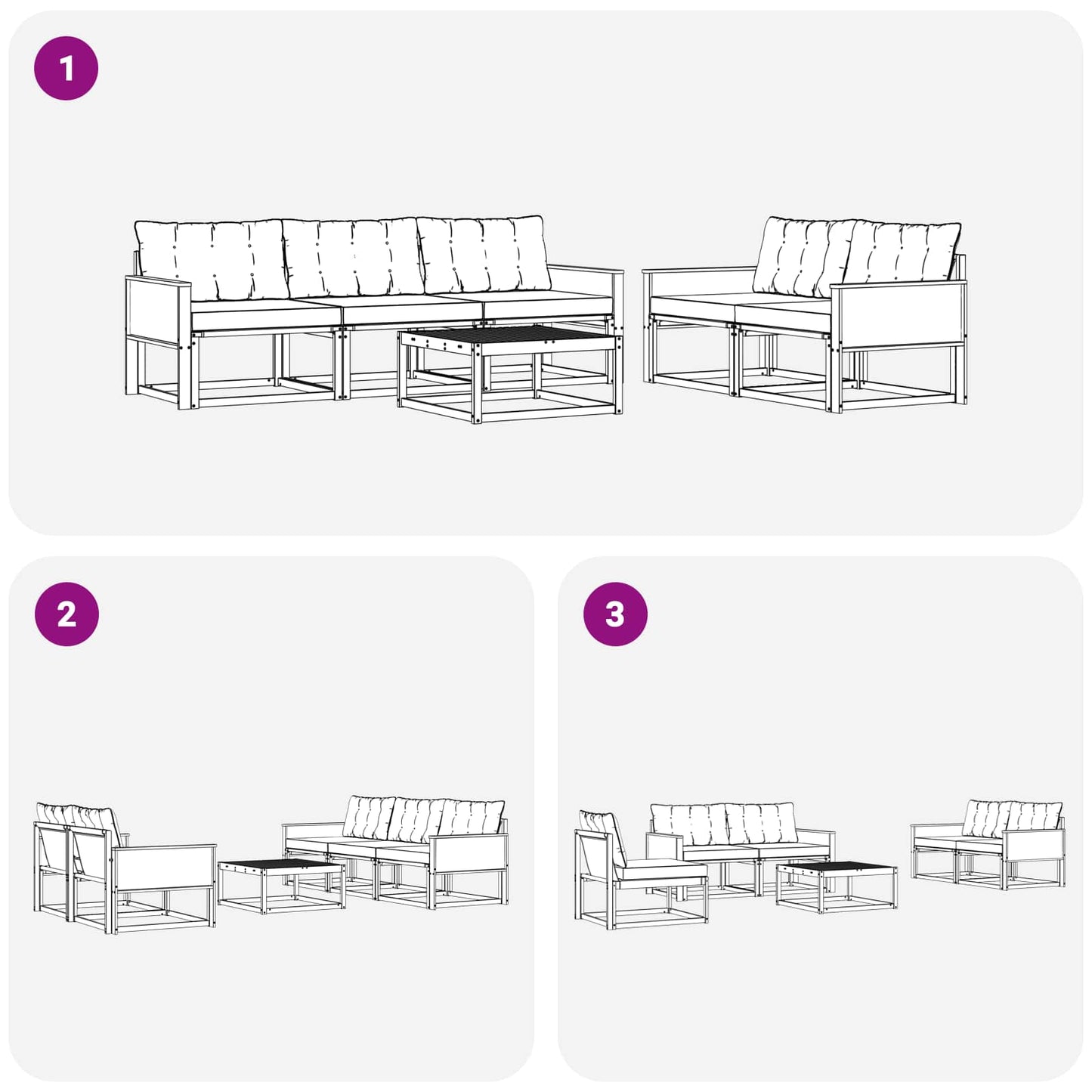 Outdoor-Sofagarnitur mit Kissen 6 pcs Natürlich und Hellgrau