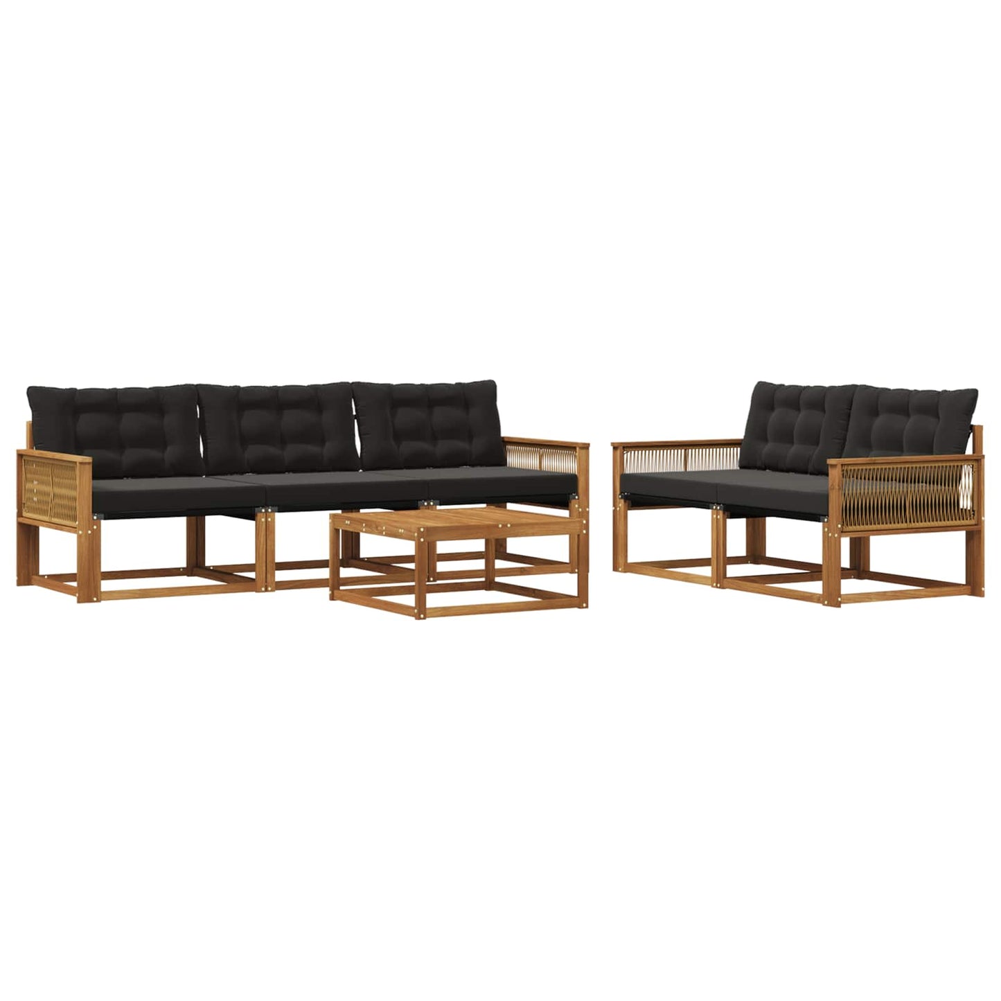 Outdoor-Sofagarnitur mit Kissen 6 pcs Natürlich und Schwarz