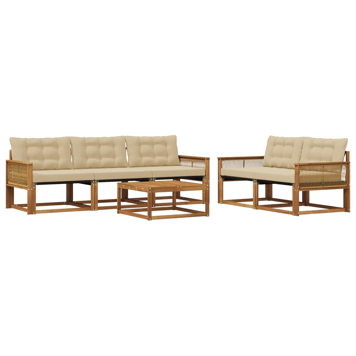 Outdoor-Sofagarnitur mit Kissen 6 pcs Natur und Beige