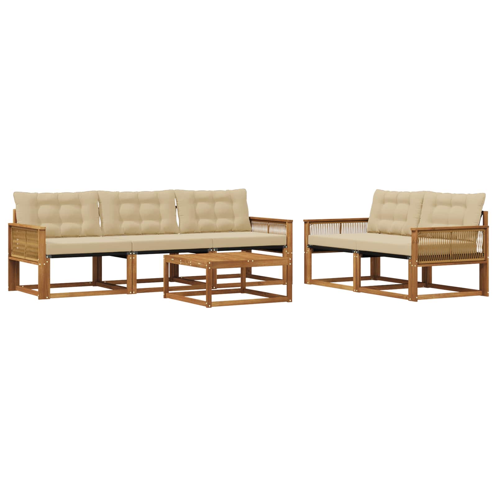 Outdoor-Sofagarnitur mit Kissen 6 pcs Natur und Beige