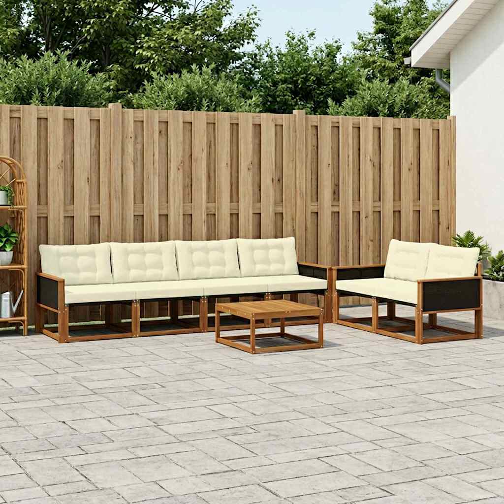 Outdoor-Sofagarnitur mit Kissen 7 pcs Natur und Creme