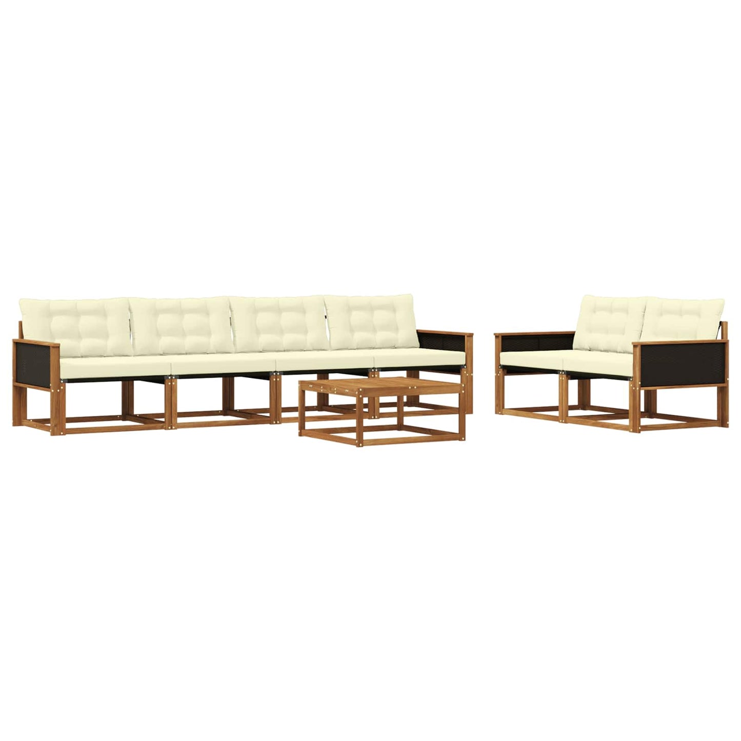 Outdoor-Sofagarnitur mit Kissen 7 pcs Natur und Creme