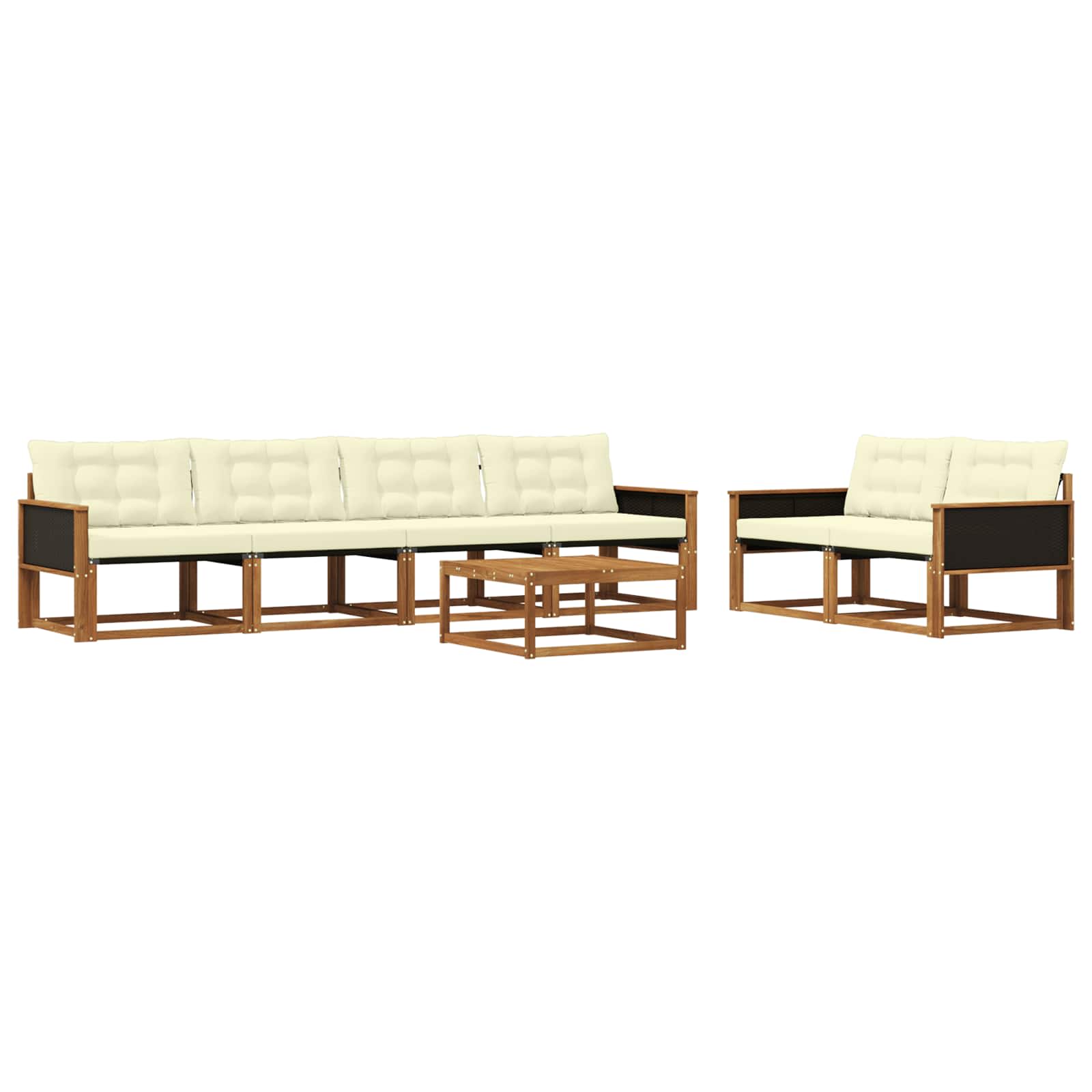 Outdoor-Sofagarnitur mit Kissen 7 pcs Natur und Creme