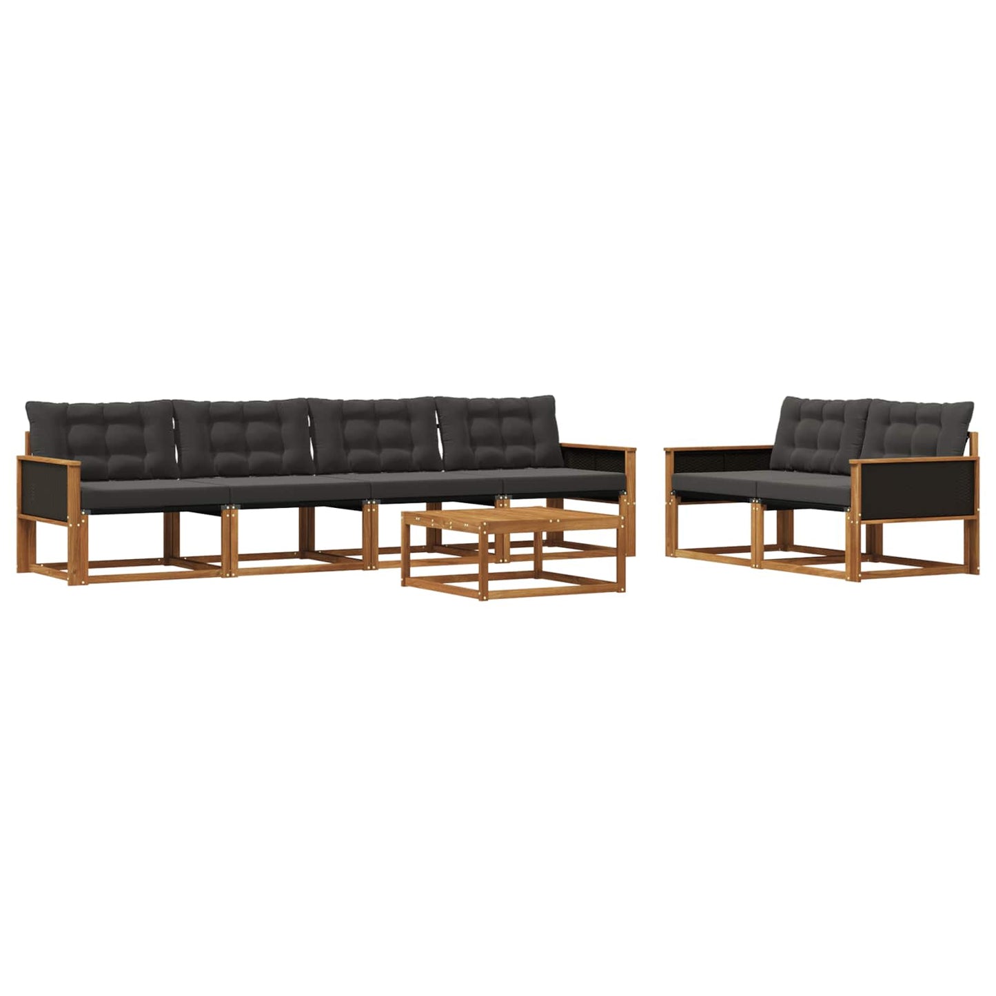 Outdoor-Sofagarnitur mit Kissen 7 pcs Natürlich und Schwarz