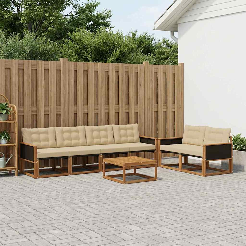 Outdoor-Sofagarnitur mit Kissen 7 pcs Natur und Beige