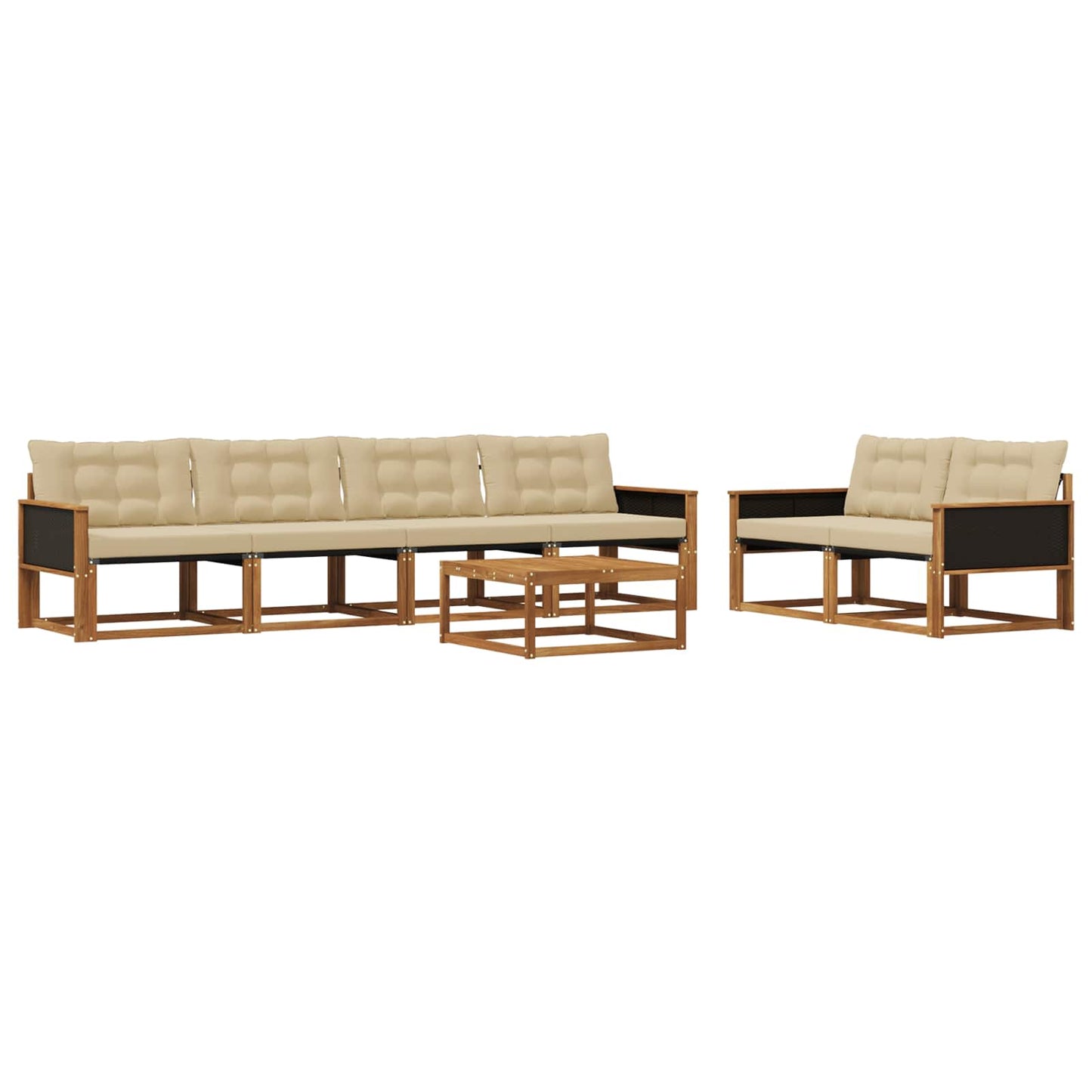 Outdoor-Sofagarnitur mit Kissen 7 pcs Natur und Beige