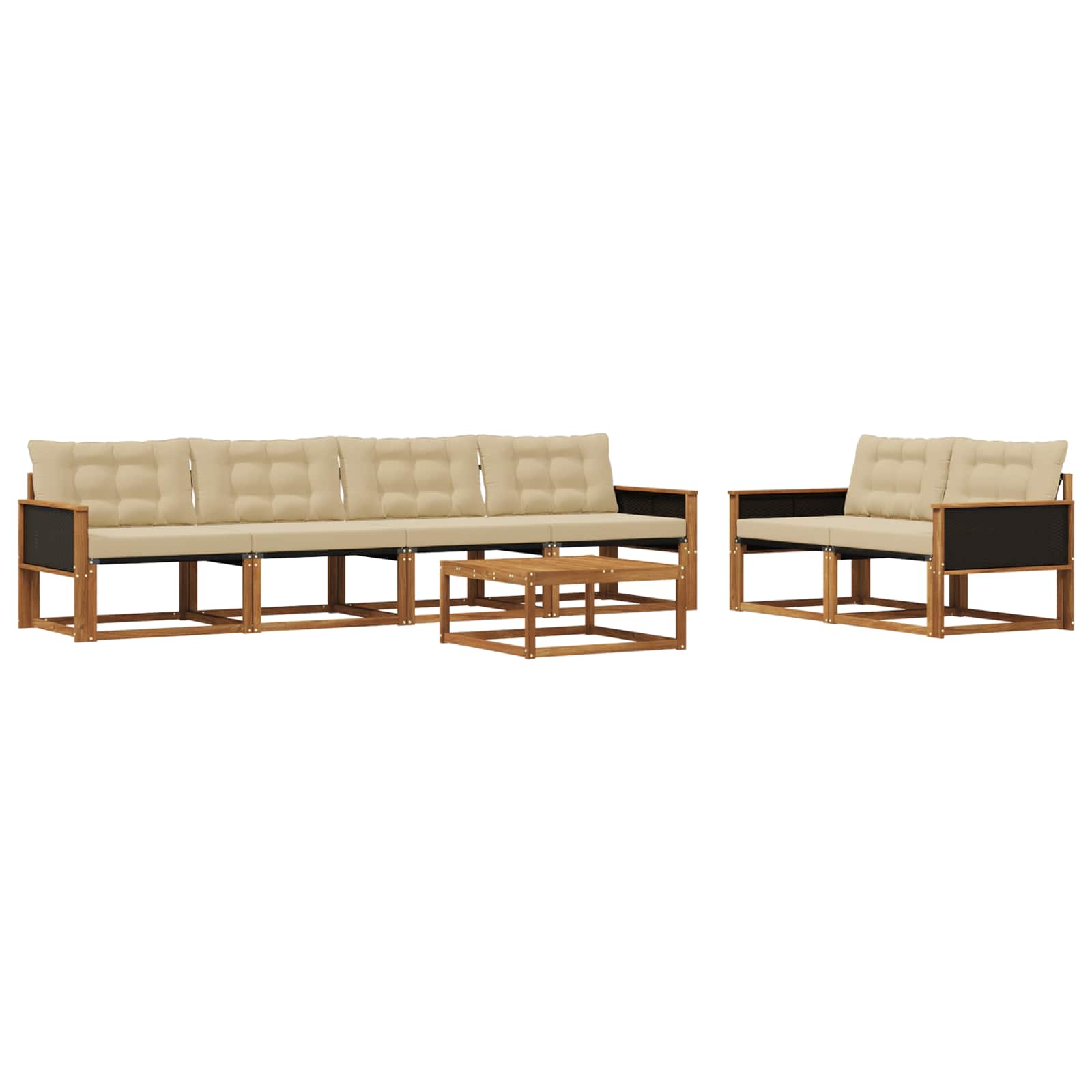 Outdoor-Sofagarnitur mit Kissen 7 pcs Natur und Beige