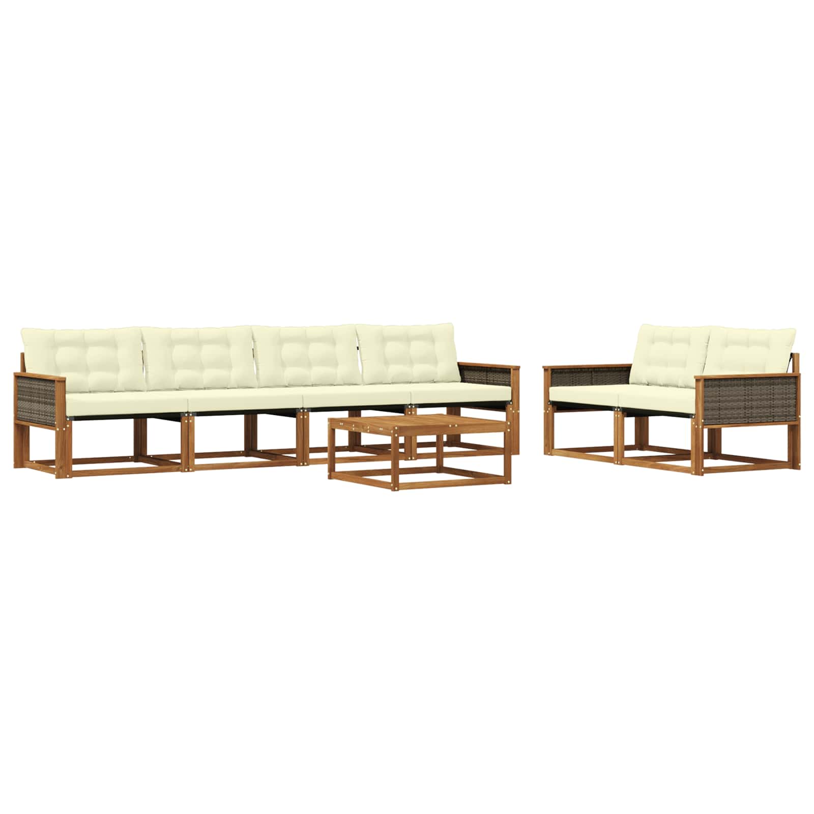 Outdoor-Sofagarnitur mit Kissen 7 pcs Natur und Creme