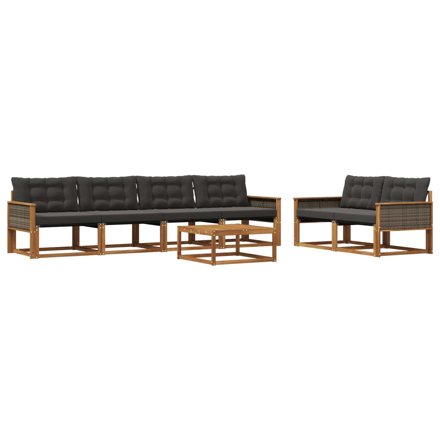 Outdoor-Sofagarnitur mit Kissen 7 pcs Natürlich und Schwarz