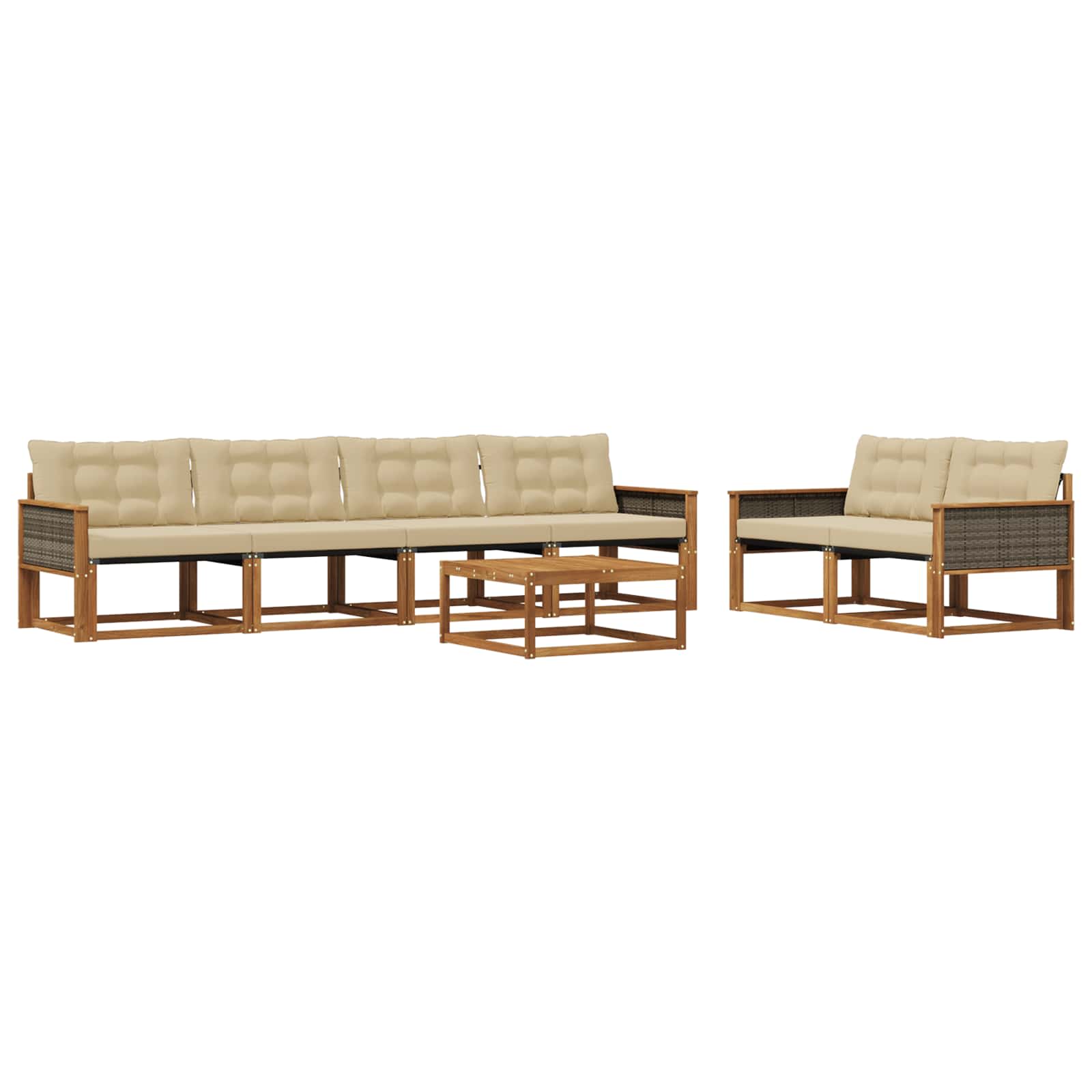 Outdoor-Sofagarnitur mit Kissen 7 pcs Natur und Beige