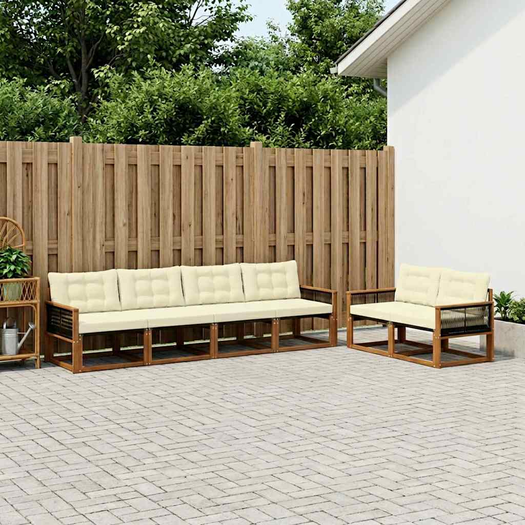 Outdoor-Sofagarnitur mit Kissen 7 pcs Natur und Creme