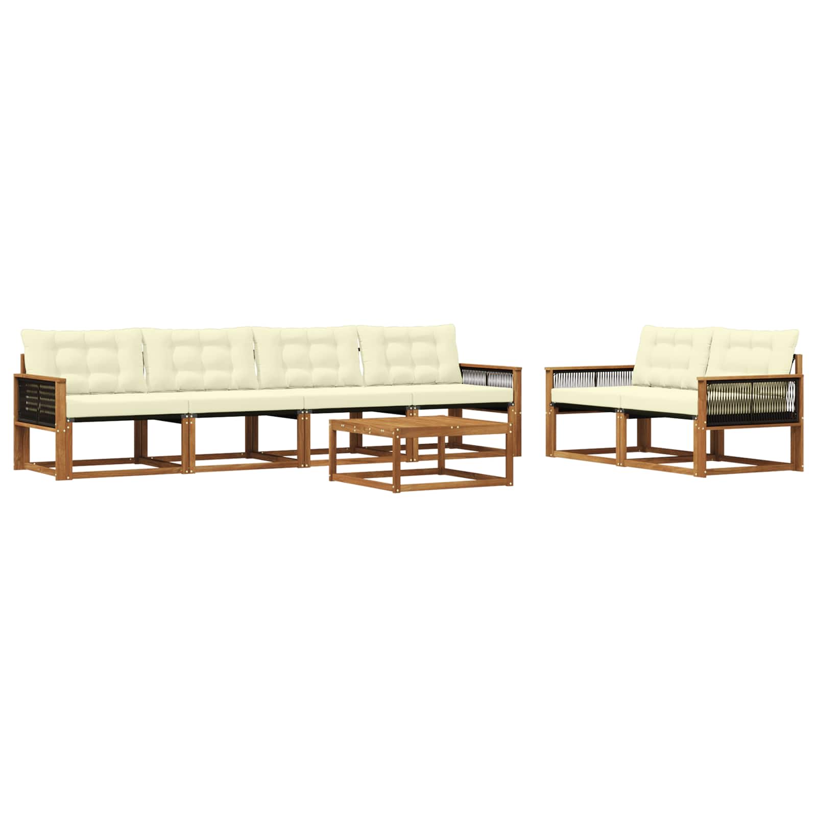 Outdoor-Sofagarnitur mit Kissen 7 pcs Natur und Creme