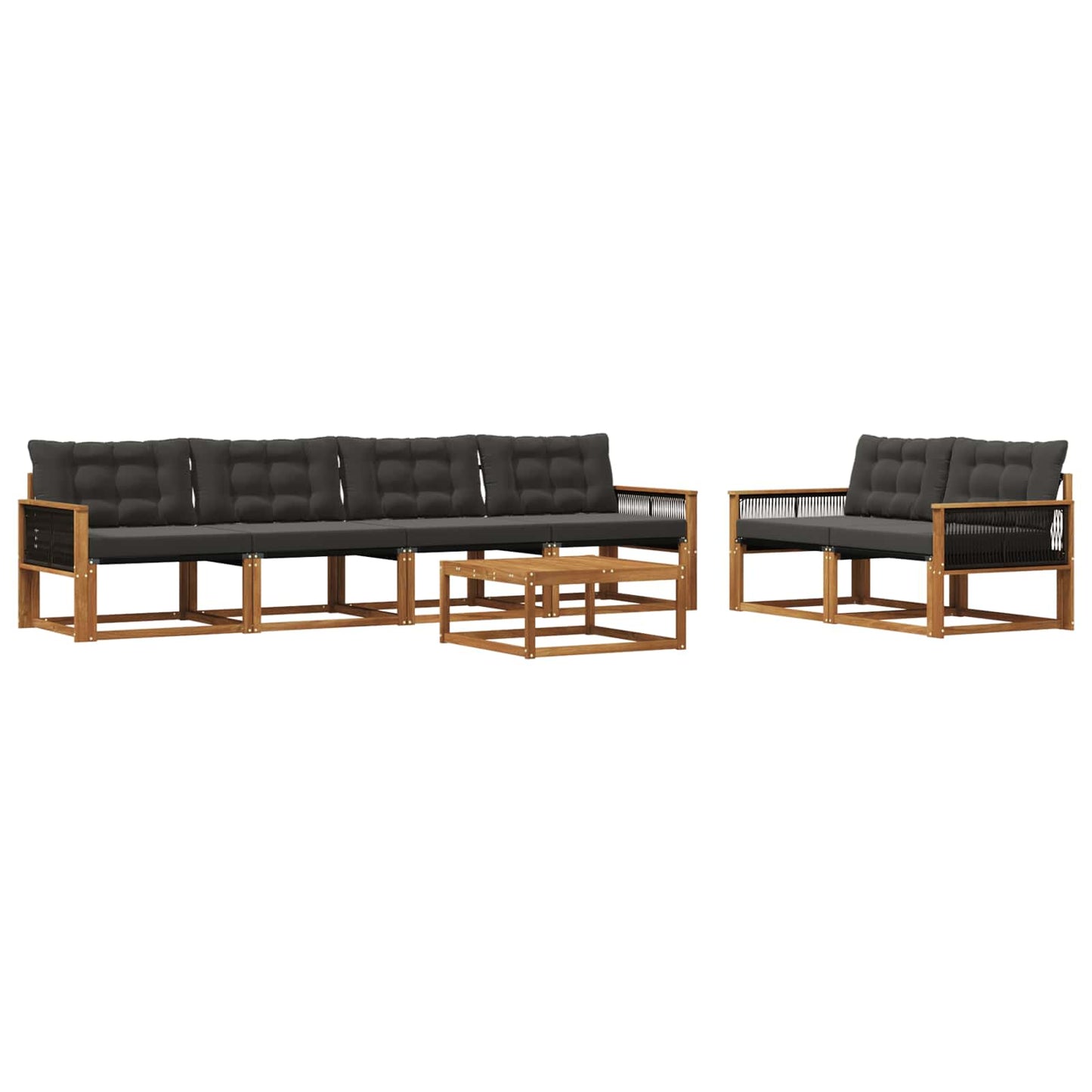 Outdoor-Sofagarnitur mit Kissen 7 pcs Natürlich und Schwarz