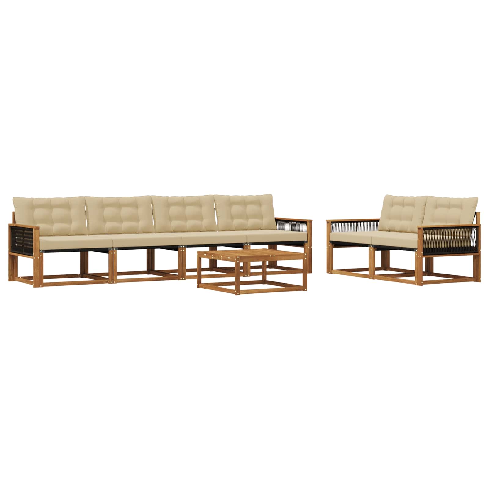 Outdoor-Sofagarnitur mit Kissen 7 pcs Natur und Beige