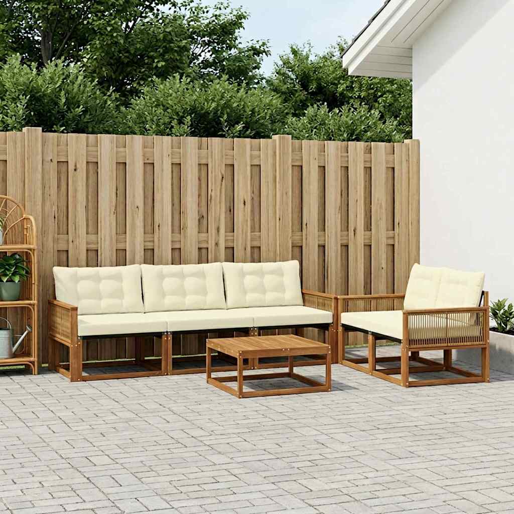 Outdoor-Sofagarnitur mit Kissen 7 pcs Natur und Creme