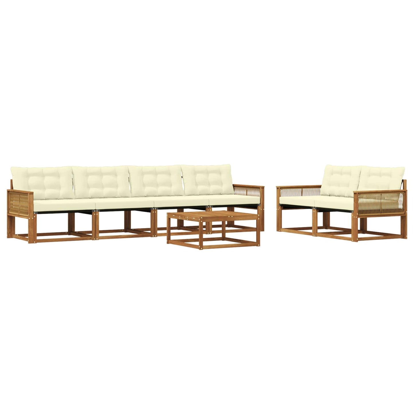 Outdoor-Sofagarnitur mit Kissen 7 pcs Natur und Creme