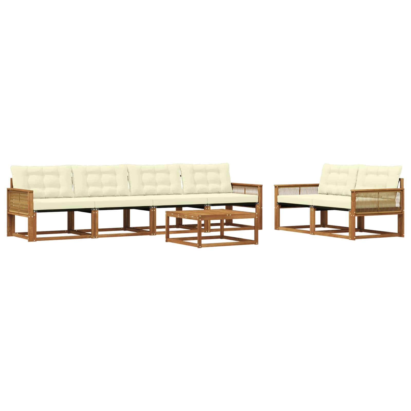 Outdoor-Sofagarnitur mit Kissen 7 pcs Natur und Creme
