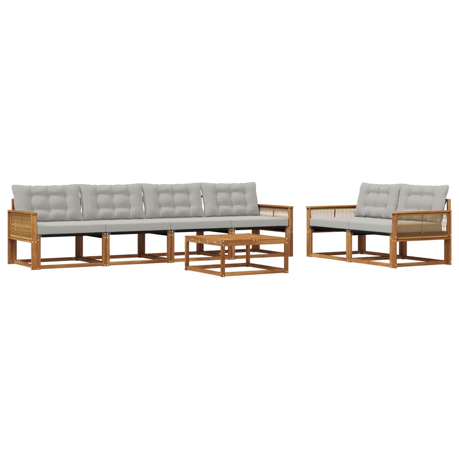 Outdoor-Sofagarnitur mit Kissen 7 pcs Natürlich und Hellgrau