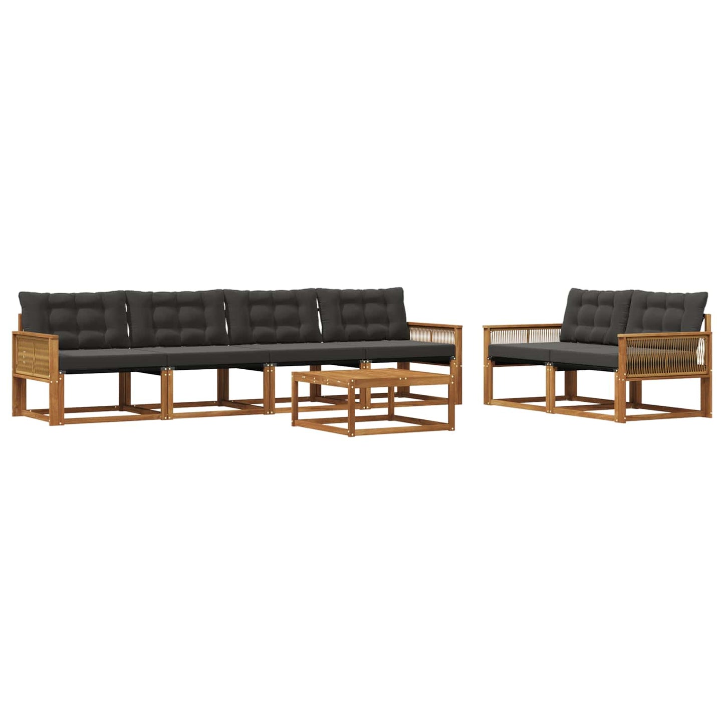 Outdoor-Sofagarnitur mit Kissen 7 pcs Natürlich und Schwarz